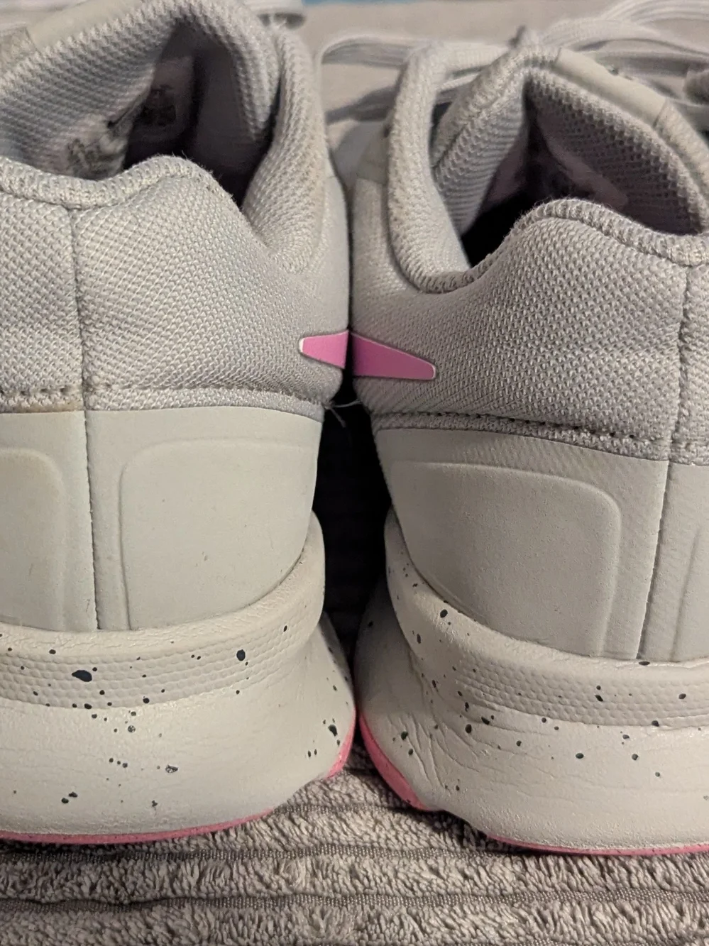 Nike Light Gray Athletic Sneakers with Pink Accents